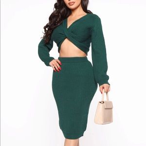 Cozy With A Twist Sweater Set - Hunter